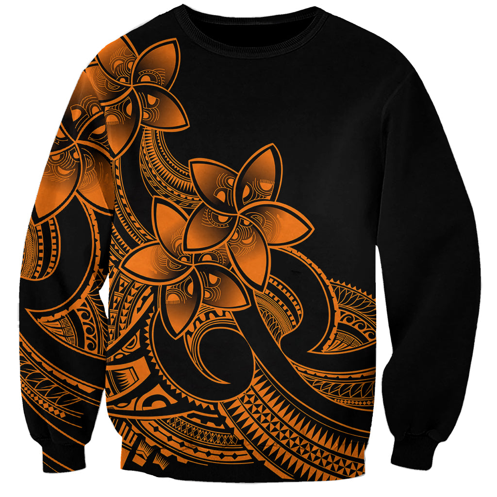 Polynesian Pride Plumeria Flowers Sweatshirt Polynesian Tribal Gold Vibe - Wonder Print Shop