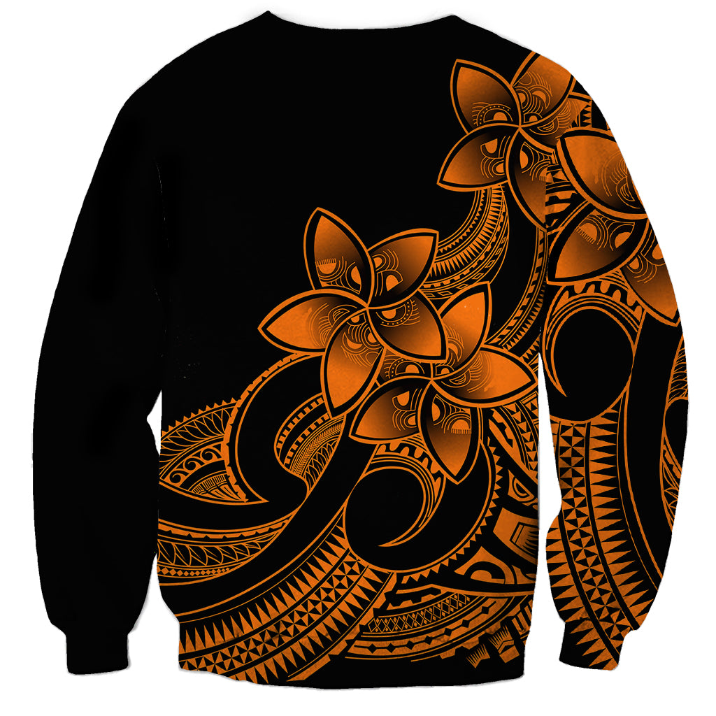 Polynesian Pride Plumeria Flowers Sweatshirt Polynesian Tribal Gold Vibe - Wonder Print Shop