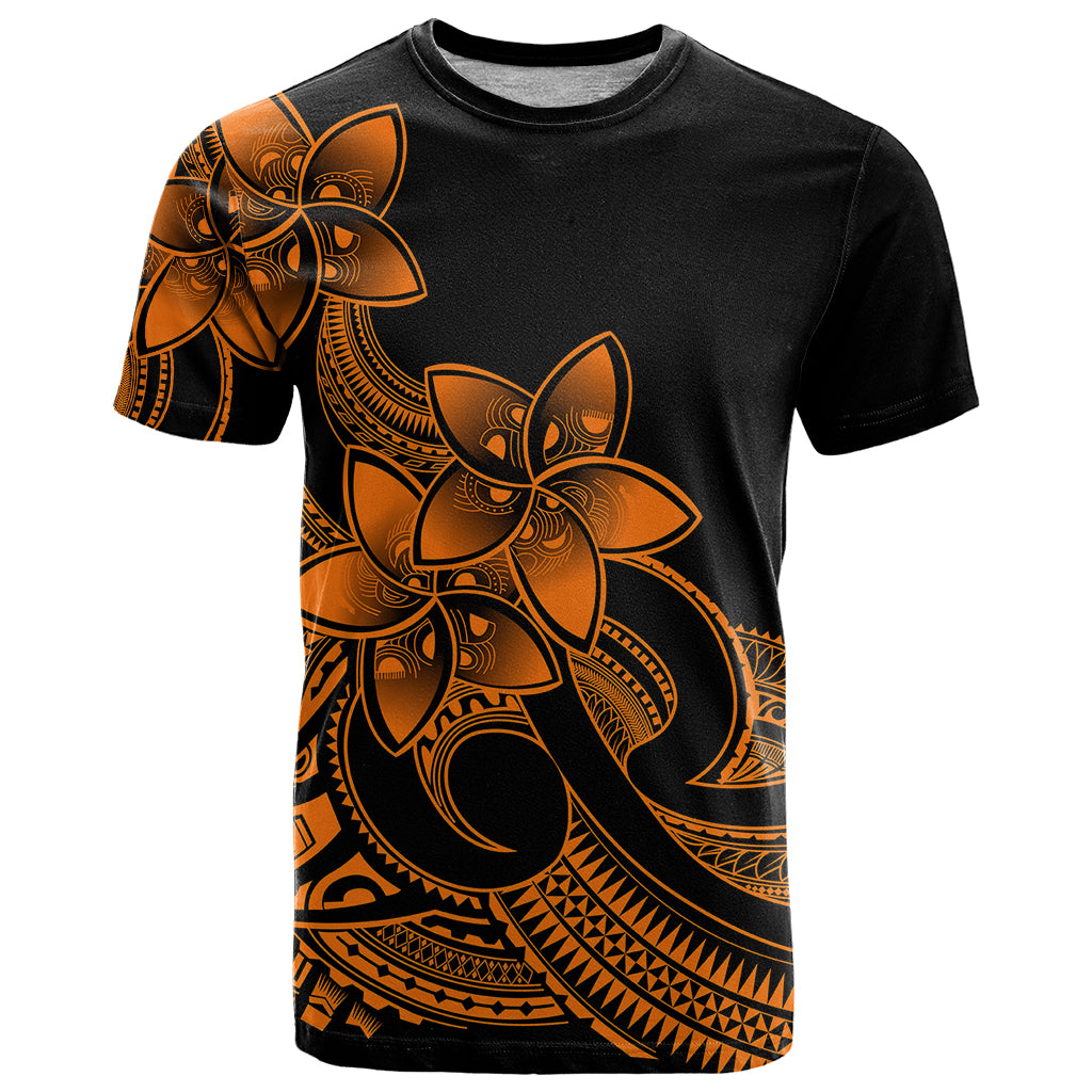 Polynesian Pride Plumeria Flowers T Shirt Polynesian Tribal Gold Vibe - Wonder Print Shop
