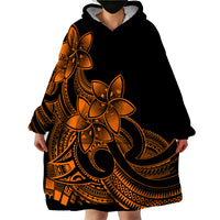 Polynesian Pride Plumeria Flowers Wearable Blanket Hoodie Polynesian Tribal Gold Vibe - Wonder Print Shop