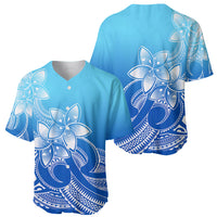 Polynesian Pride Plumeria Flowers Baseball Jersey Polynesian Tribal Gradient Blue LT9 - Wonder Print Shop