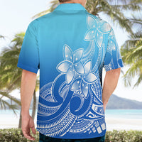 Polynesian Pride Plumeria Flowers Hawaiian Shirt Polynesian Tribal Gradient Blue - Wonder Print Shop