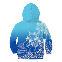 Polynesian Pride Plumeria Flowers Kid Hoodie Polynesian Tribal Gradient Blue - Wonder Print Shop
