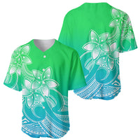 Polynesian Pride Plumeria Flowers Baseball Jersey Polynesian Tribal Gradient Green LT9 - Wonder Print Shop
