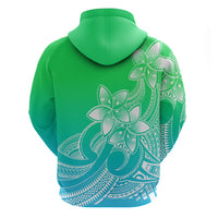 Polynesian Pride Plumeria Flowers Hoodie Polynesian Tribal Gradient Green - Wonder Print Shop