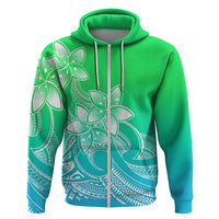 Polynesian Pride Plumeria Flowers Hoodie Polynesian Tribal Gradient Green - Wonder Print Shop