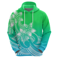 Polynesian Pride Plumeria Flowers Hoodie Polynesian Tribal Gradient Green - Wonder Print Shop