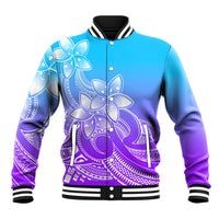 Polynesian Pride Plumeria Flowers Baseball Jacket Polynesian Tribal Gradient Purple LT9 - Wonder Print Shop