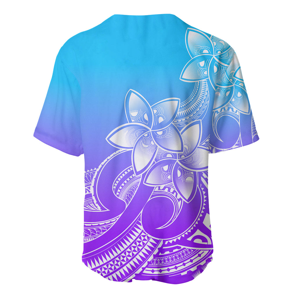 Polynesian Pride Plumeria Flowers Baseball Jersey Polynesian Tribal Gradient Purple LT9 - Wonder Print Shop