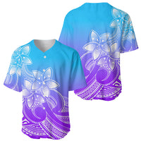 Polynesian Pride Plumeria Flowers Baseball Jersey Polynesian Tribal Gradient Purple LT9 - Wonder Print Shop