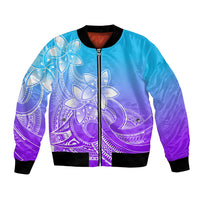 Polynesian Pride Plumeria Flowers Bomber Jacket Polynesian Tribal Gradient Purple LT9 - Wonder Print Shop