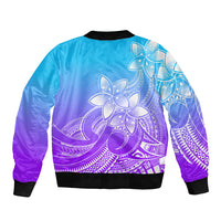 Polynesian Pride Plumeria Flowers Bomber Jacket Polynesian Tribal Gradient Purple LT9 - Wonder Print Shop