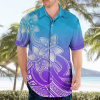 Polynesian Pride Plumeria Flowers Hawaiian Shirt Polynesian Tribal Gradient Purple - Wonder Print Shop