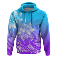 Polynesian Pride Plumeria Flowers Hoodie Polynesian Tribal Gradient Purple - Wonder Print Shop