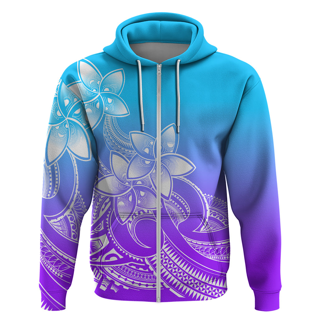 Polynesian Pride Plumeria Flowers Hoodie Polynesian Tribal Gradient Purple - Wonder Print Shop