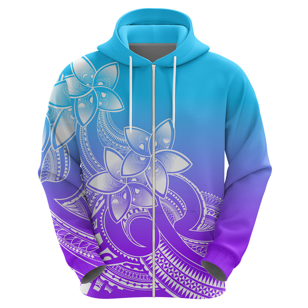 Polynesian Pride Plumeria Flowers Hoodie Polynesian Tribal Gradient Purple - Wonder Print Shop