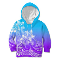 Polynesian Pride Plumeria Flowers Kid Hoodie Polynesian Tribal Gradient Purple - Wonder Print Shop