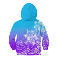 Polynesian Pride Plumeria Flowers Kid Hoodie Polynesian Tribal Gradient Purple - Wonder Print Shop