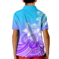 Polynesian Pride Plumeria Flowers Kid Polo Shirt Polynesian Tribal Gradient Purple - Wonder Print Shop