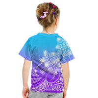 Polynesian Pride Plumeria Flowers Kid T Shirt Polynesian Tribal Gradient Purple - Wonder Print Shop