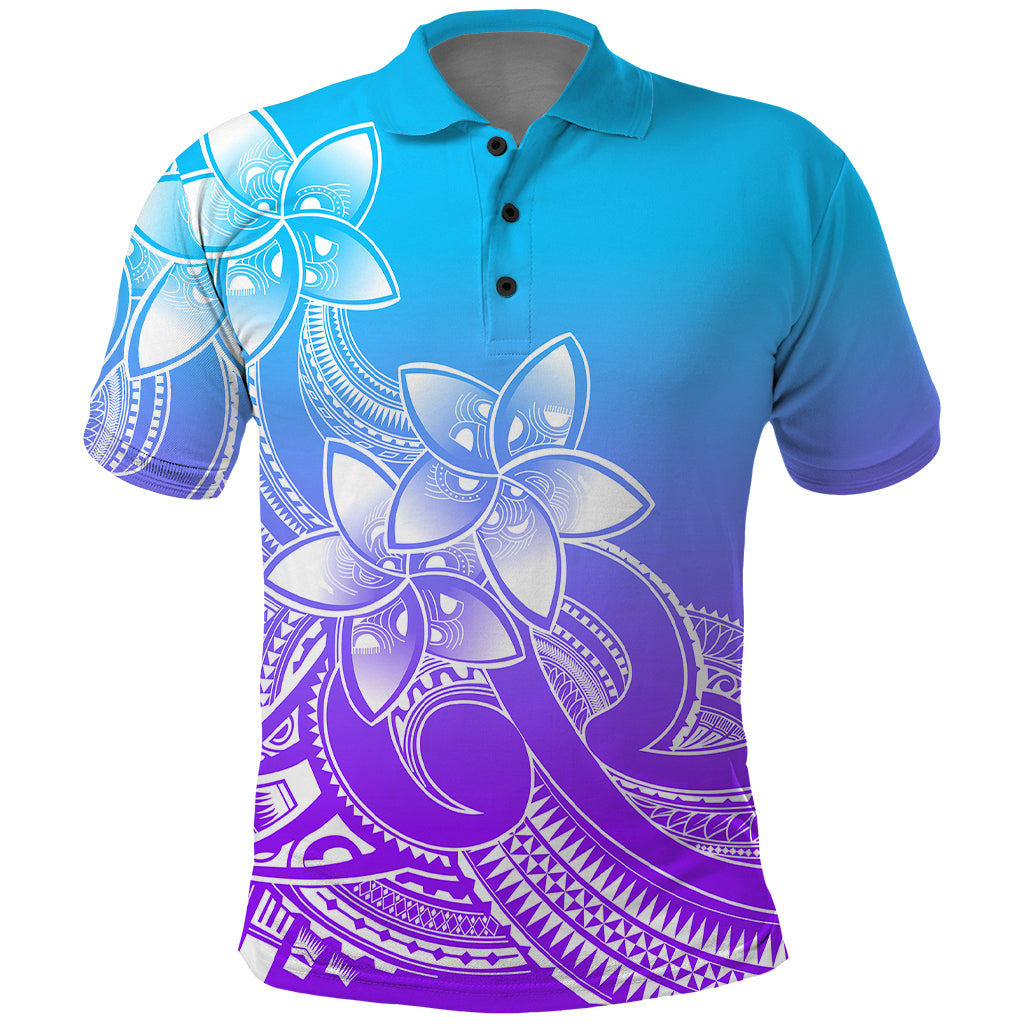 Polynesian Pride Plumeria Flowers Polo Shirt Polynesian Tribal Gradient Purple - Wonder Print Shop