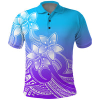 Polynesian Pride Plumeria Flowers Polo Shirt Polynesian Tribal Gradient Purple - Wonder Print Shop