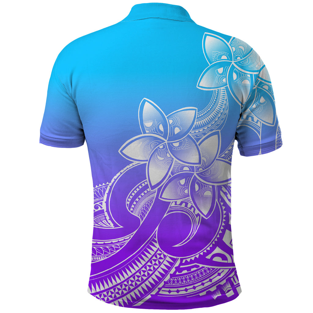 Polynesian Pride Plumeria Flowers Polo Shirt Polynesian Tribal Gradient Purple - Wonder Print Shop