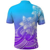 Polynesian Pride Plumeria Flowers Polo Shirt Polynesian Tribal Gradient Purple - Wonder Print Shop