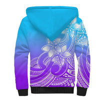 Polynesian Pride Plumeria Flowers Sherpa Hoodie Polynesian Tribal Gradient Purple - Wonder Print Shop
