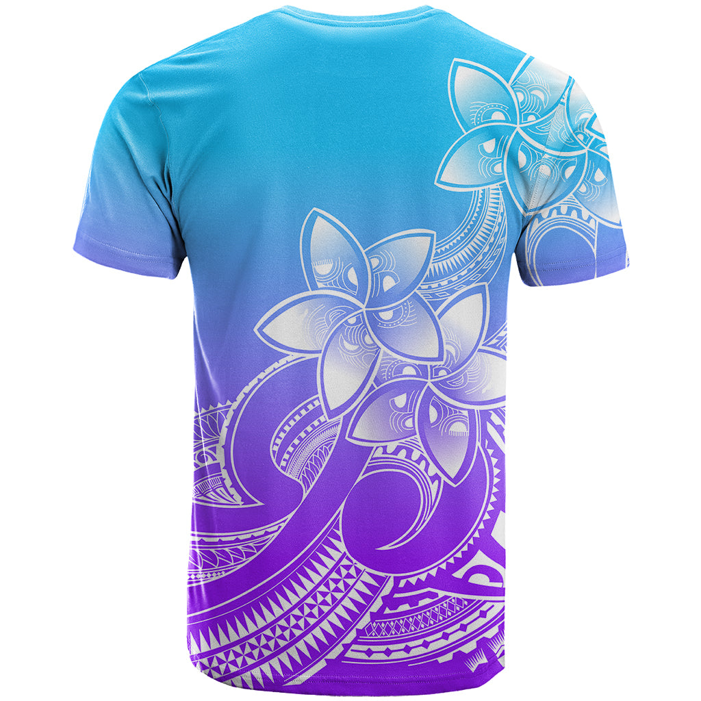 Polynesian Pride Plumeria Flowers T Shirt Polynesian Tribal Gradient Purple - Wonder Print Shop