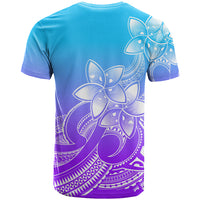 Polynesian Pride Plumeria Flowers T Shirt Polynesian Tribal Gradient Purple - Wonder Print Shop