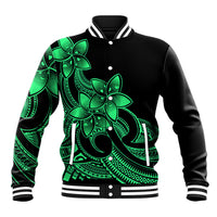 Polynesian Pride Plumeria Flowers Baseball Jacket Polynesian Tribal Green Vibe LT9 - Wonder Print Shop