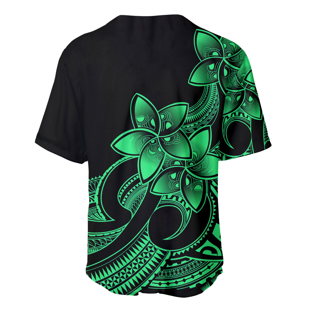 Polynesian Pride Plumeria Flowers Baseball Jersey Polynesian Tribal Green Vibe LT9 - Wonder Print Shop