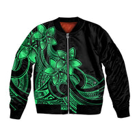 Polynesian Pride Plumeria Flowers Bomber Jacket Polynesian Tribal Green Vibe LT9 - Wonder Print Shop