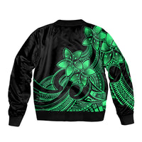 Polynesian Pride Plumeria Flowers Bomber Jacket Polynesian Tribal Green Vibe LT9 - Wonder Print Shop