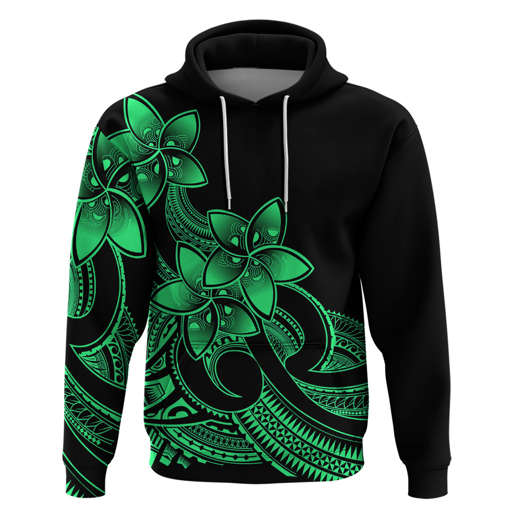 Polynesian Pride Plumeria Flowers Hoodie Polynesian Tribal Green Vibe - Wonder Print Shop