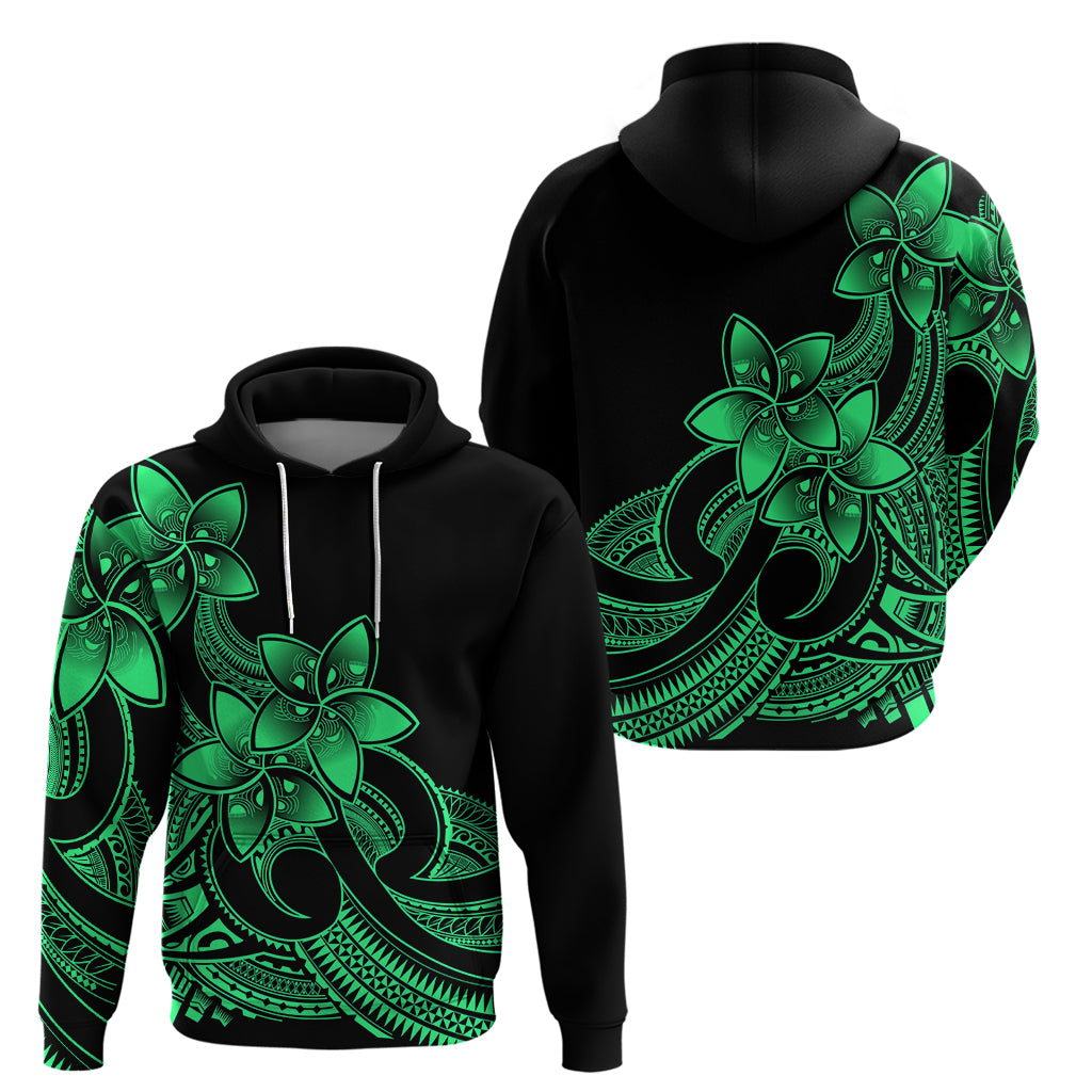 Polynesian Pride Plumeria Flowers Hoodie Polynesian Tribal Green Vibe - Wonder Print Shop