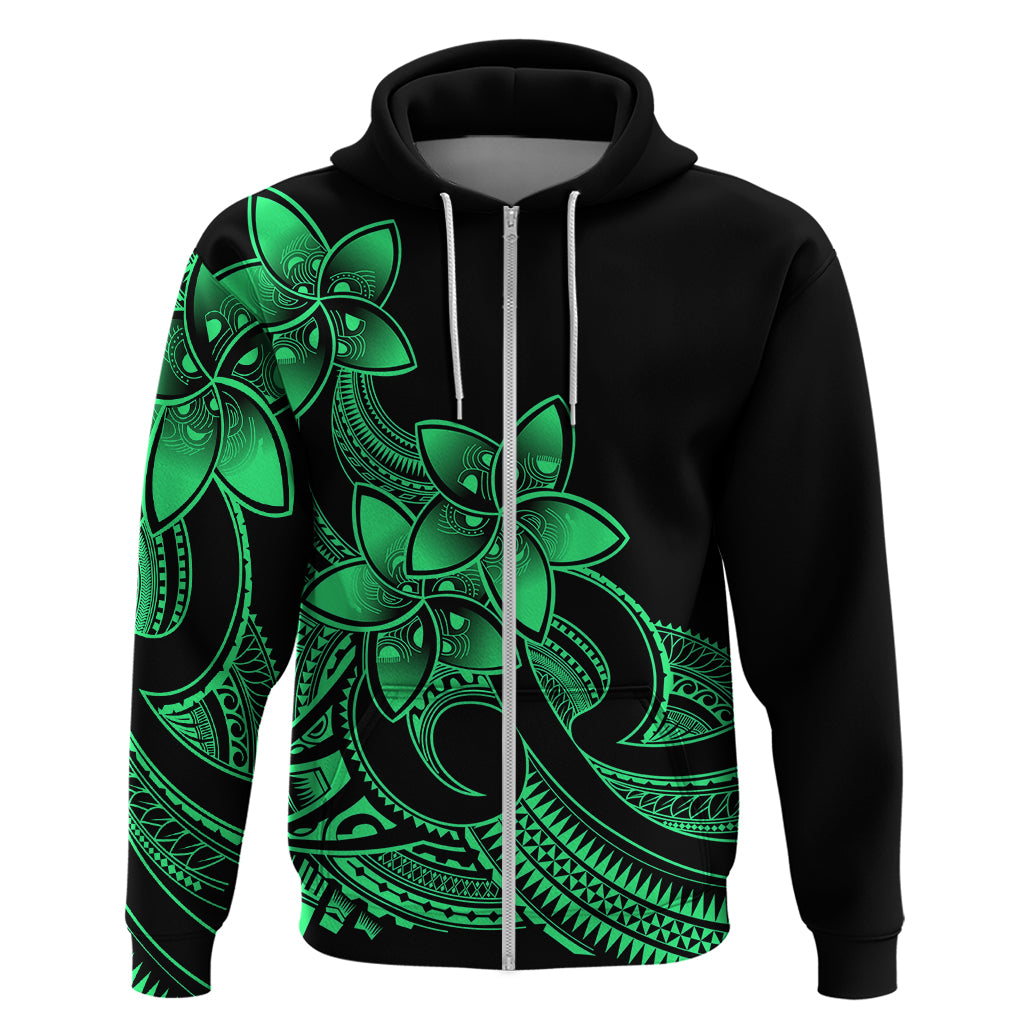 Polynesian Pride Plumeria Flowers Hoodie Polynesian Tribal Green Vibe - Wonder Print Shop
