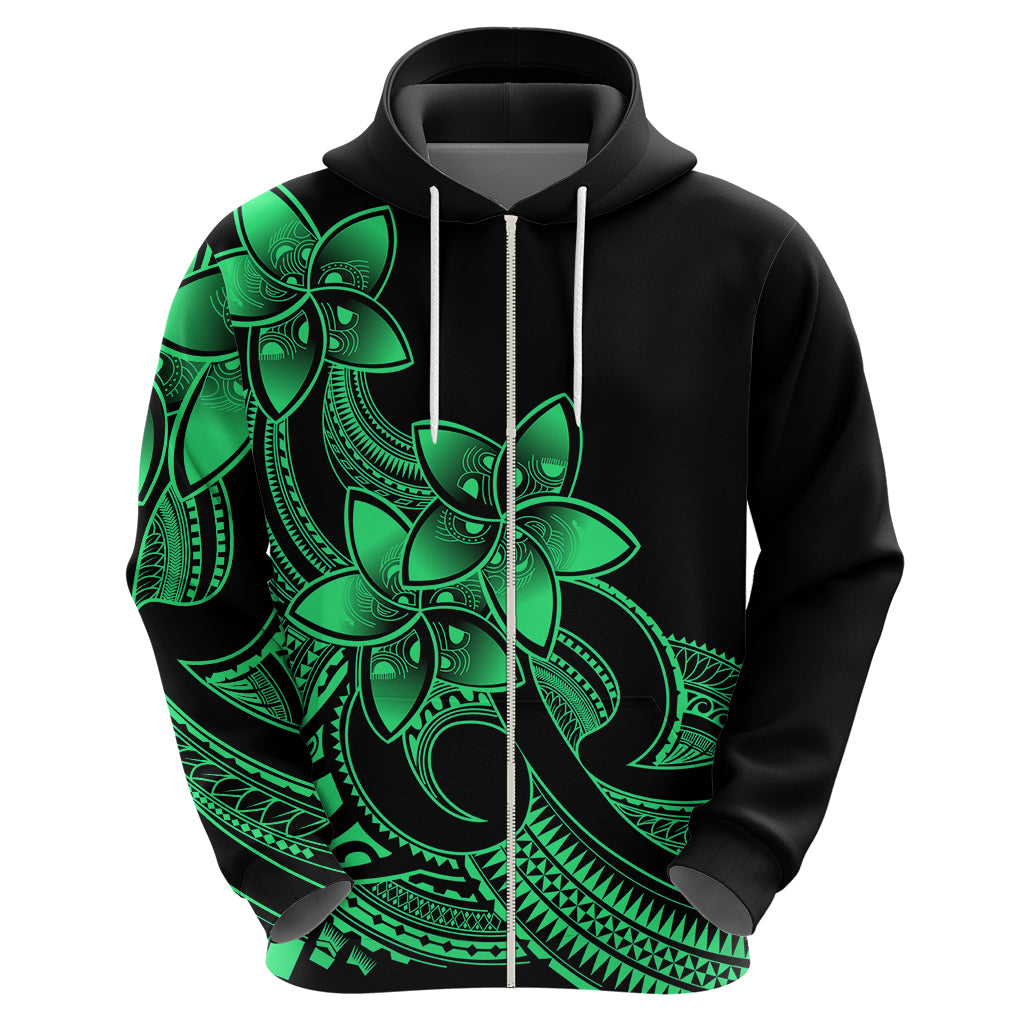 Polynesian Pride Plumeria Flowers Hoodie Polynesian Tribal Green Vibe - Wonder Print Shop