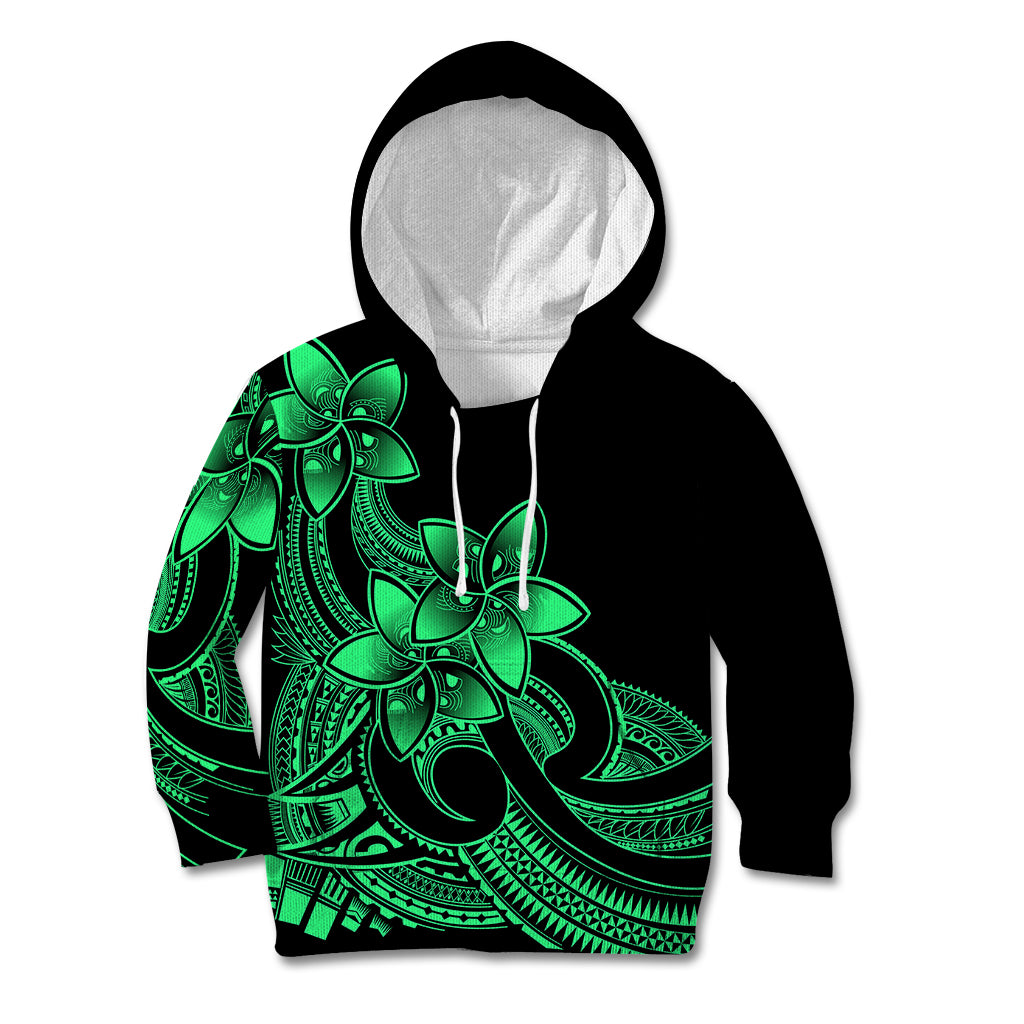 Polynesian Pride Plumeria Flowers Kid Hoodie Polynesian Tribal Green Vibe - Wonder Print Shop