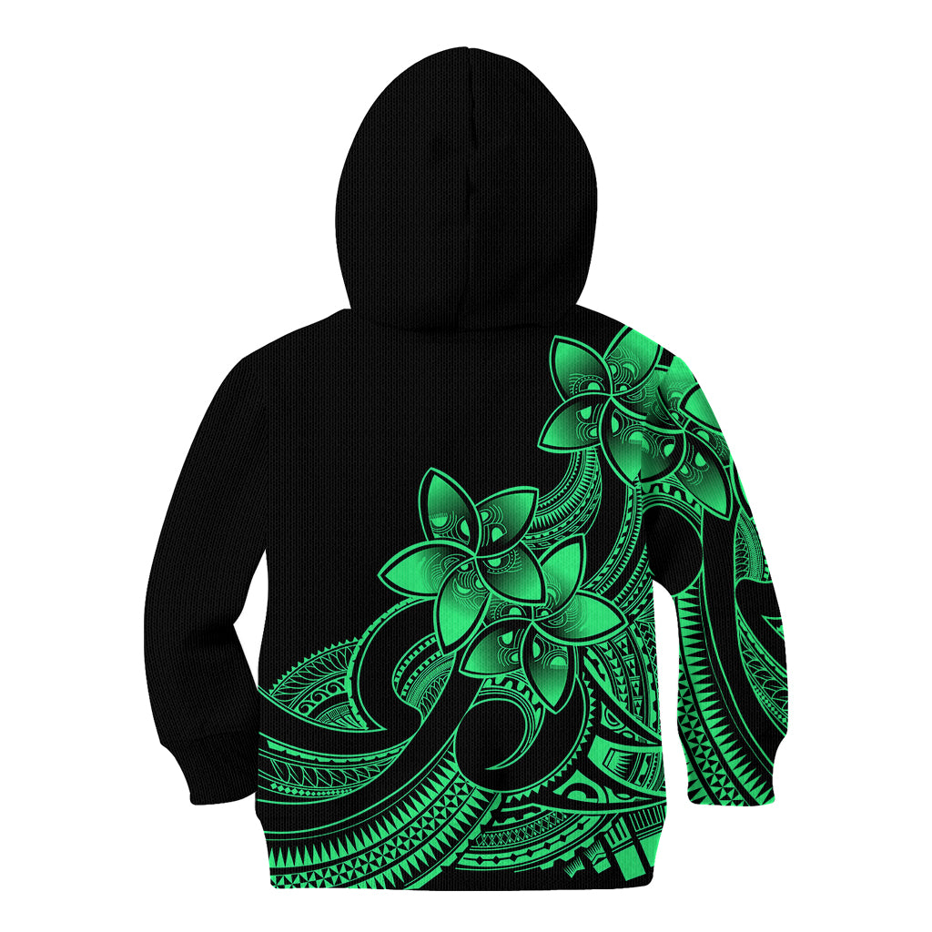 Polynesian Pride Plumeria Flowers Kid Hoodie Polynesian Tribal Green Vibe - Wonder Print Shop