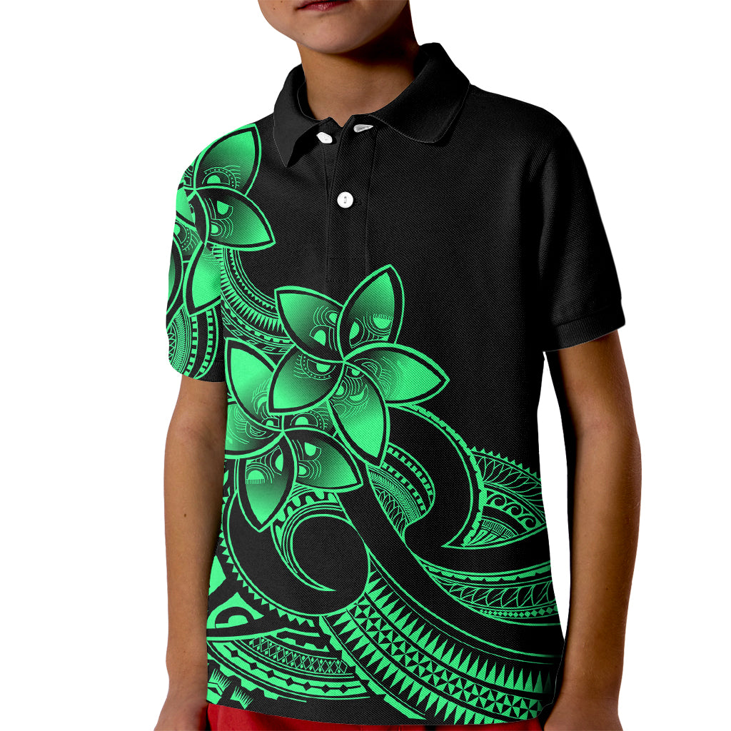 Polynesian Pride Plumeria Flowers Kid Polo Shirt Polynesian Tribal Green Vibe - Wonder Print Shop
