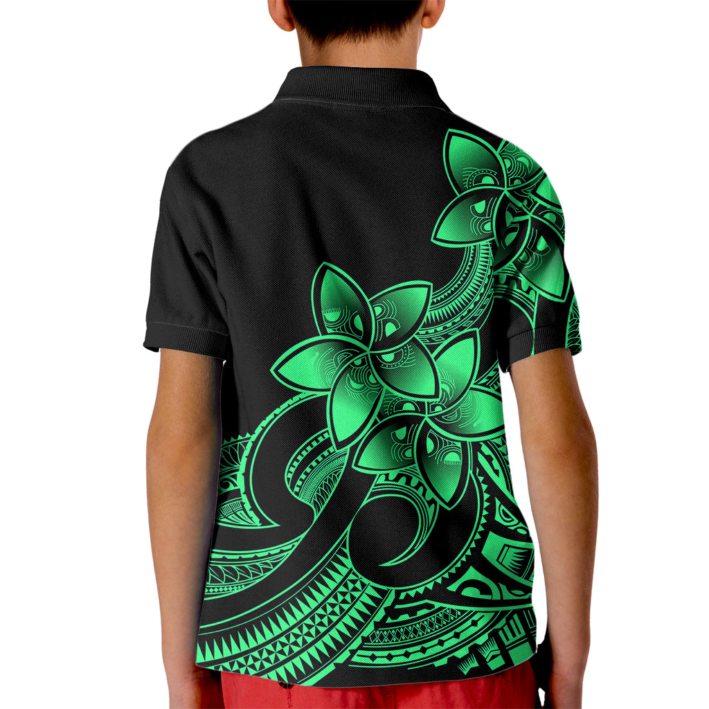 Polynesian Pride Plumeria Flowers Kid Polo Shirt Polynesian Tribal Green Vibe - Wonder Print Shop