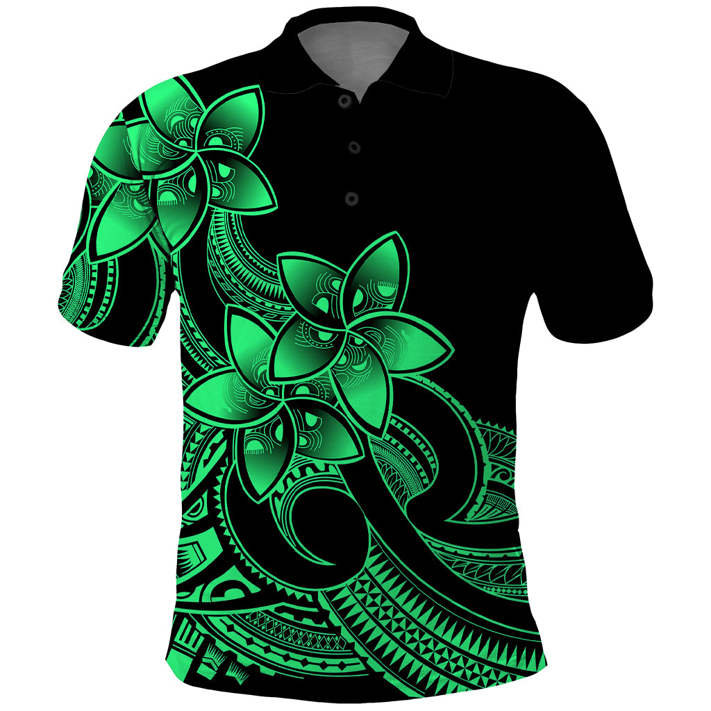 Polynesian Pride Plumeria Flowers Polo Shirt Polynesian Tribal Green Vibe - Wonder Print Shop