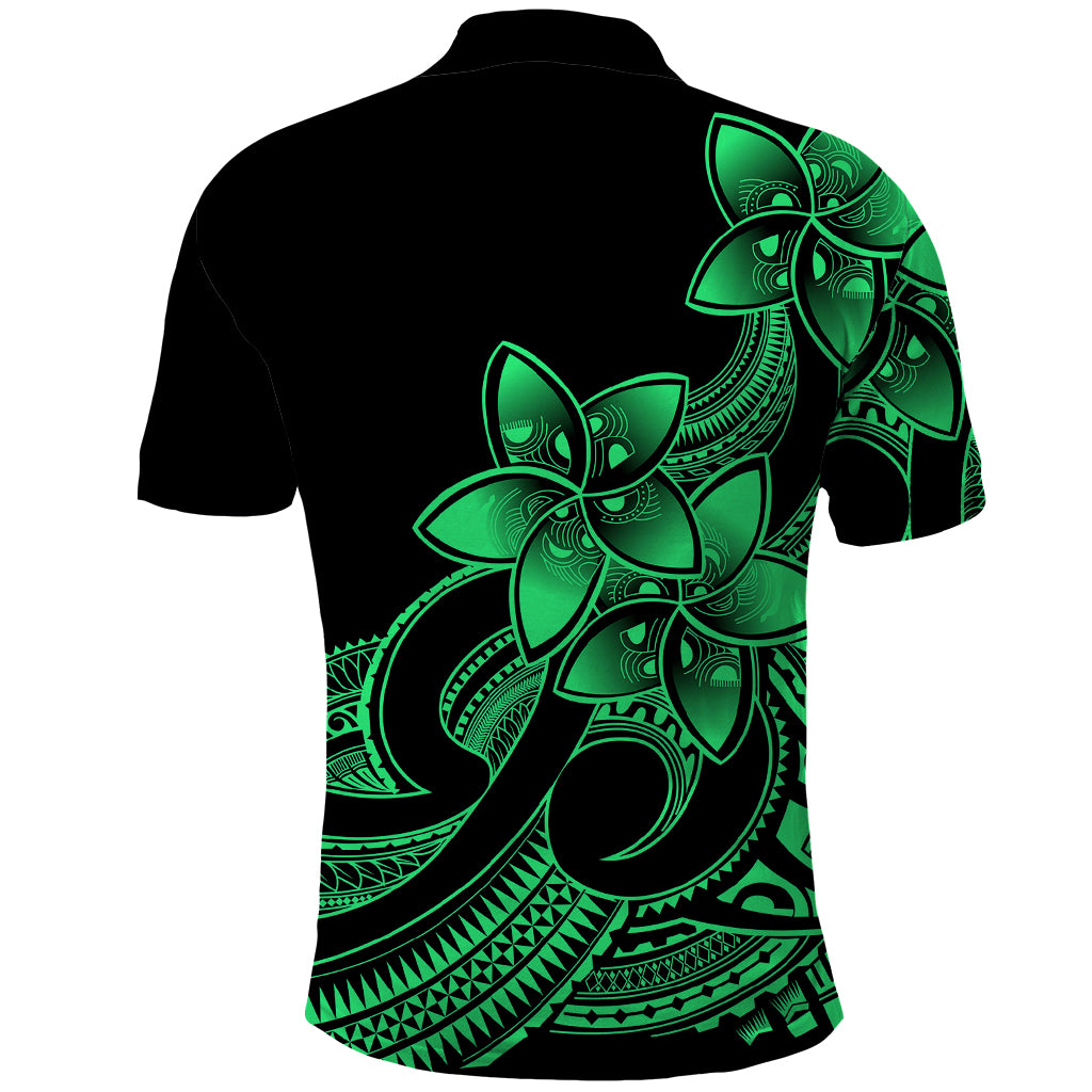 Polynesian Pride Plumeria Flowers Polo Shirt Polynesian Tribal Green Vibe - Wonder Print Shop