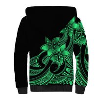 Polynesian Pride Plumeria Flowers Sherpa Hoodie Polynesian Tribal Green Vibe - Wonder Print Shop