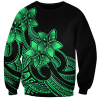 Polynesian Pride Plumeria Flowers Sweatshirt Polynesian Tribal Green Vibe - Wonder Print Shop