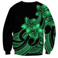 Polynesian Pride Plumeria Flowers Sweatshirt Polynesian Tribal Green Vibe - Wonder Print Shop