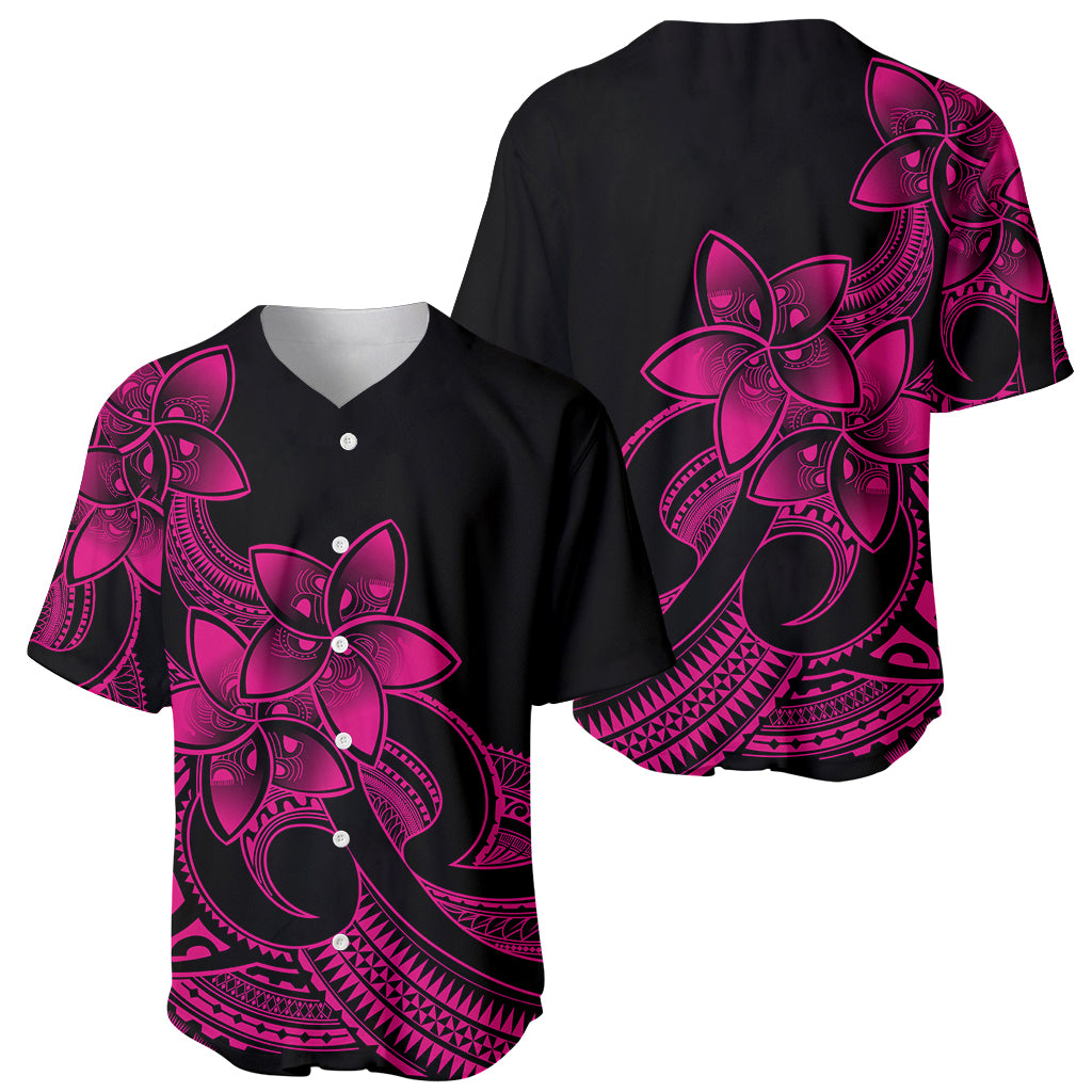 Polynesian Pride Plumeria Flowers Baseball Jersey Polynesian Tribal Pink Vibe LT9 - Wonder Print Shop