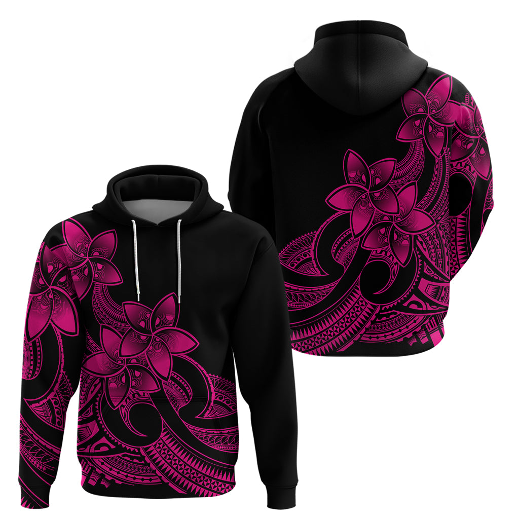 Polynesian Pride Plumeria Flowers Hoodie Polynesian Tribal Pink Vibe - Wonder Print Shop